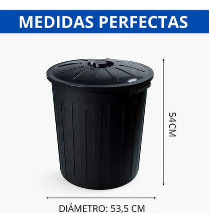 Papelera Basurero Cesto De Basura Con Tapa 65lts Plastico Negro