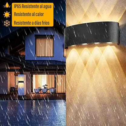 Aplique Bidireccional Exterior Jardín Led Integrado 8x2w Negro