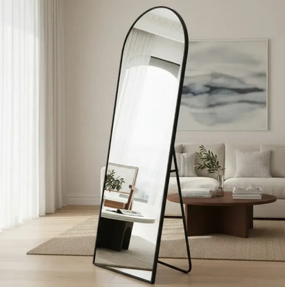 Espejo De Pie Ovalado 157cm De Aluminio Living Dormitorio Negro