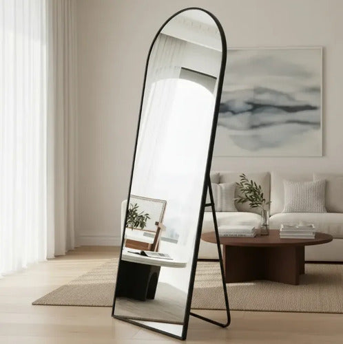 Espejo De Pie Ovalado 157cm De Aluminio Living Dormitorio Negro