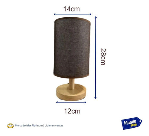 Lampara Portatil De Mesa Veladora Bogota Madera Y Lino Marrón Claro Negro
