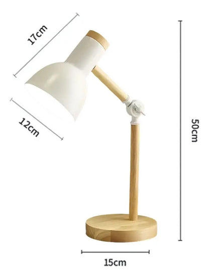 Lampara de escritorio portatil nordica madera y metal