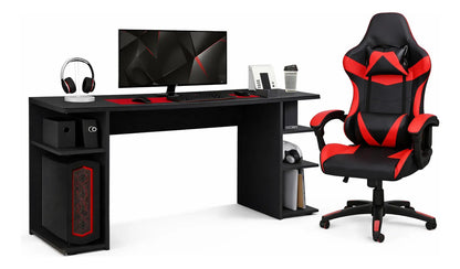 Escritorio gamer negro + silla gamer ergonómica regulable