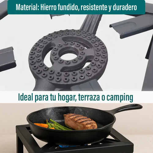 Anafe Portátil Outter 1 Hornalla Negro Gas Envasado Camping