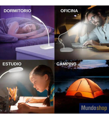 Lampara Portatil Led Recargable Estructura Blanco Pantalla Blanco