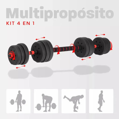 Set mancuerna Bosco ajustable + barra 20 kg total