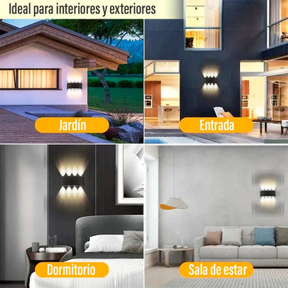 Aplique Bidireccional Exterior Jardín Led Integrado 8x2w Negro