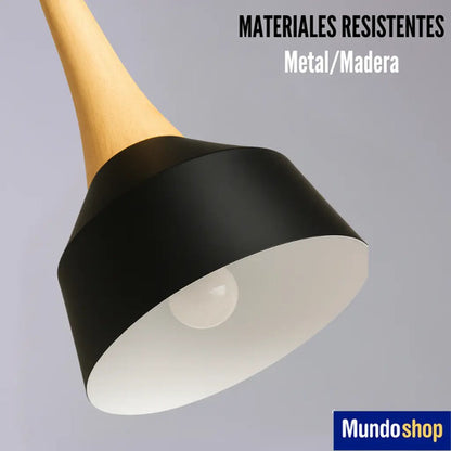 Lampara Colgante De Techo Metal Y Madera Diseño Nordico