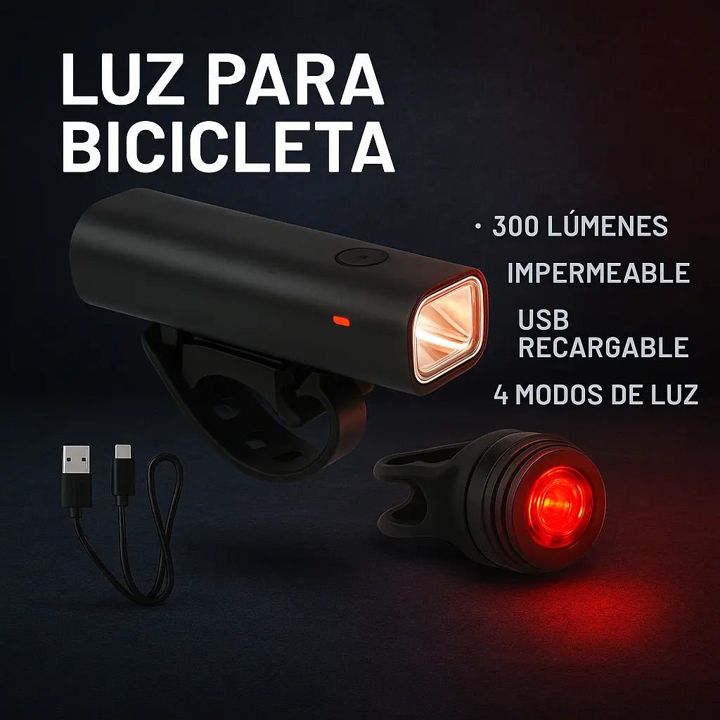 Luz para bicicleta set linterna trasera + delantera