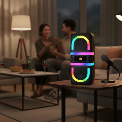 Parlante bluetooth karaoke con luces RGB batería recargable