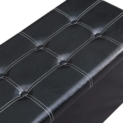 Banqueta Baúl Puff 76x38x38 Cm Organizador Multiuso Negro
