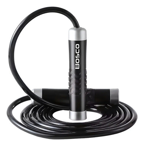 Cuerda De Saltar Metal Bosco Cardio Gym Negro