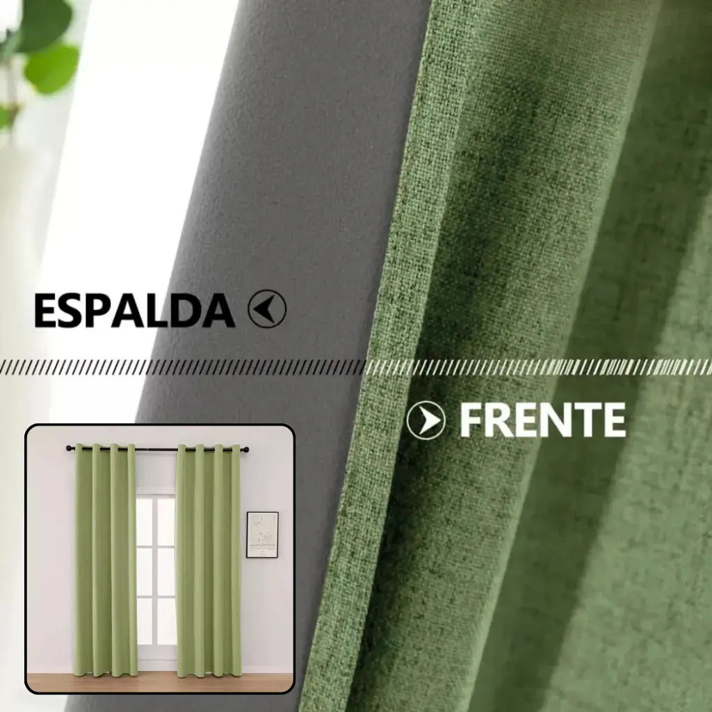 Cortina 2 paños 140 x220 cm textura lino blackout