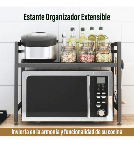 Rack Estante Organizador Extensible Cocina Mesada Microondas Negro