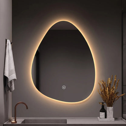 Espejo Touch Gota Sin Marco Con Luz Led 70x50cm Táctil Blanco