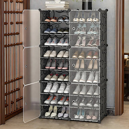 Zapatero modular 6 puertas gris oscuro ABS multiuso 36 pares