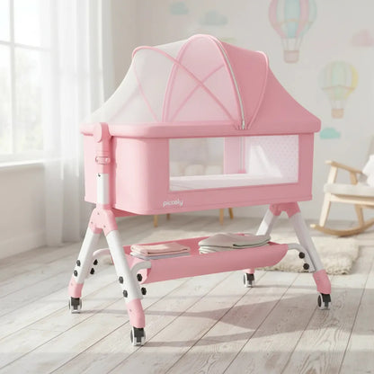 Cuna colecho moises ruedas mosquitero infantil bebé rosa