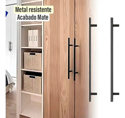 Pack X2 Tirador Manija Agarre Para Mueble Negro Mate Liso