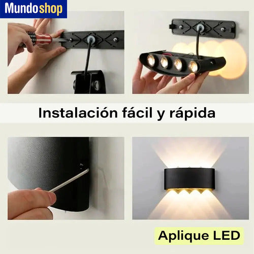 Aplique Bidireccional Exterior Jardín Led Integrado 8x2w Negro