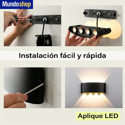 Aplique Bidireccional Exterior Jardín Led Integrado 8x2w Negro