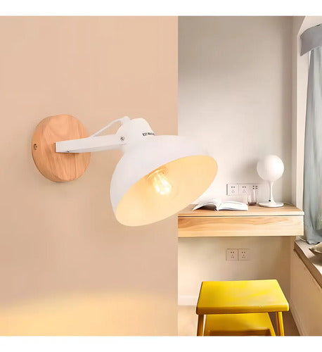 Lampara Aplique De Pared Nordico Metal Y Madera Moderno