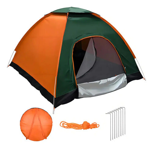 Carpa Camping Iglu De 3-4 Personas Con Mosquitero 1,50m X 2m Naranja