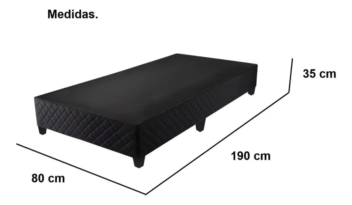 Sommier box capitoneado una plaza colchón de espuma 14d negro