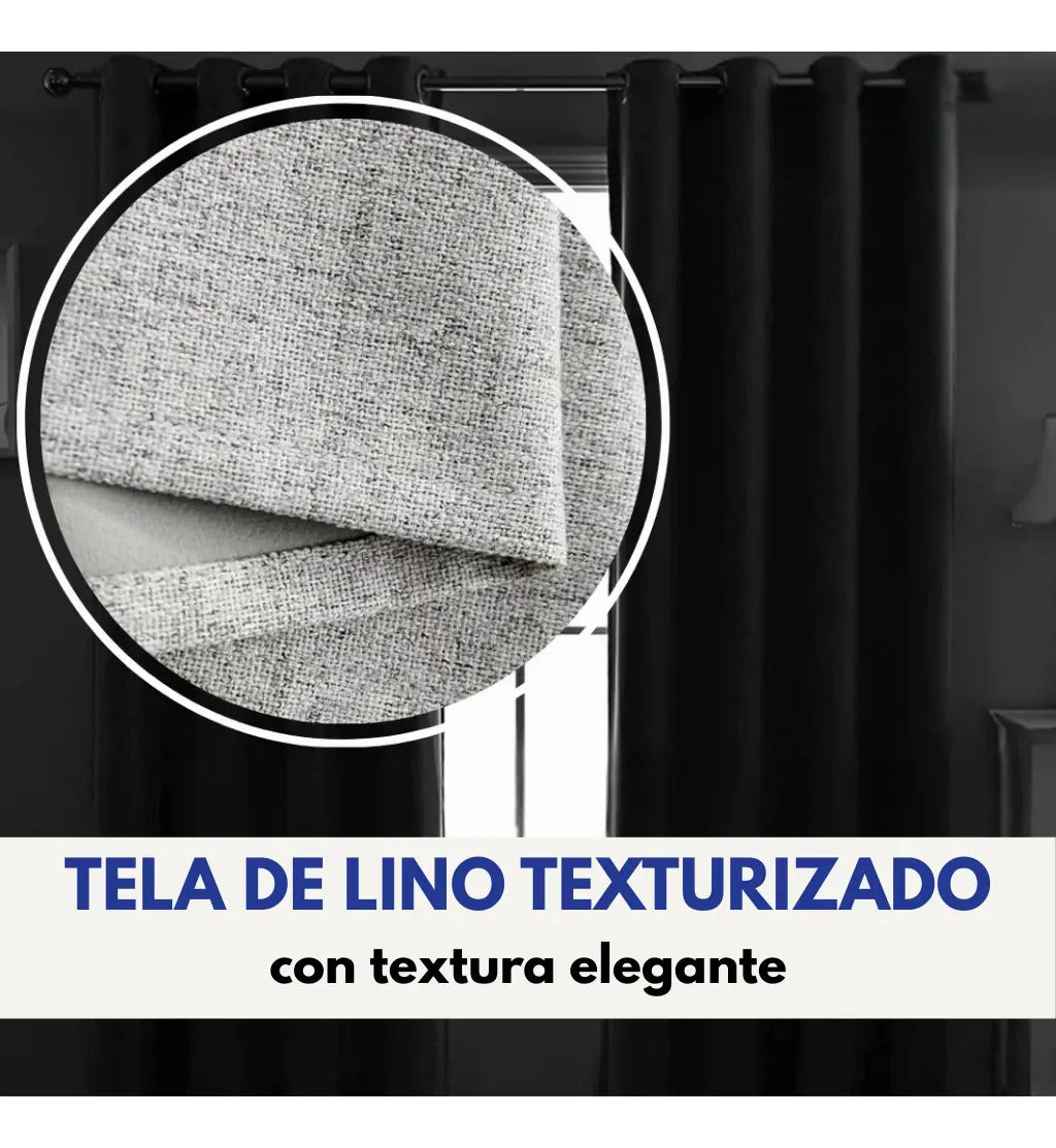Cortina 2 paños 140 x220 cm textura lino blackout
