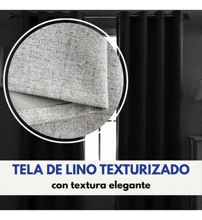 Cortina 2 paños 140 x220 cm textura lino blackout