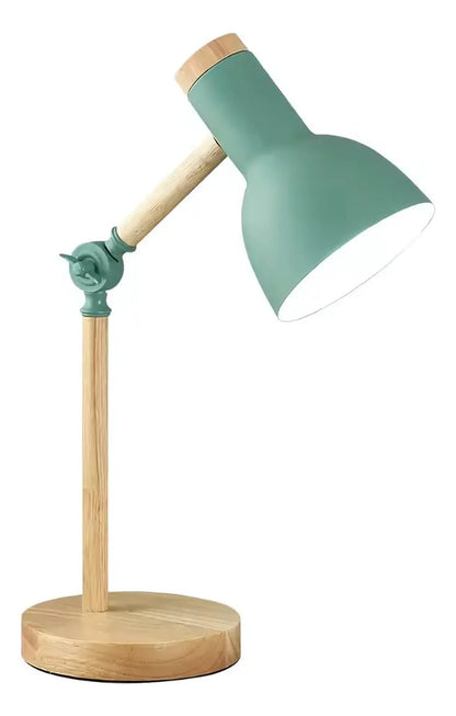 Pack x2 lampara escritorio portatil nordica madera y metal estructura verde verde claro