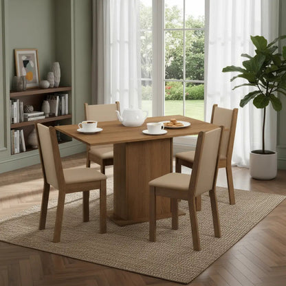 Juego de comedor 4 sillas tapizadas mesa de living rustico