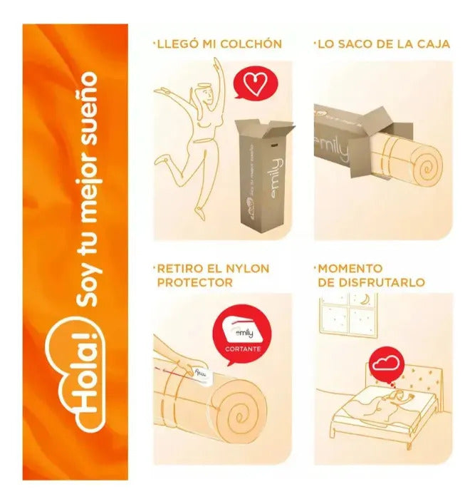 Colchón espuma 2 plazas alta densidad 17 cm firme reversible Emily