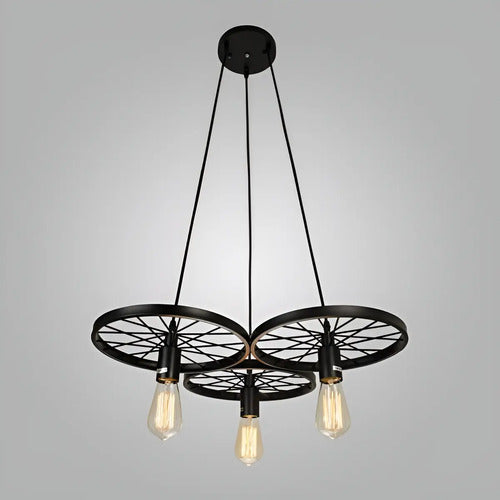 Lampara Colgante Techo Retro Decorativo Ruedas Vintage Led Negro