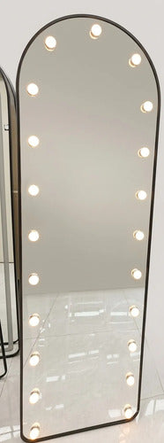 Espejo De Pie Ovalado Con Luces 160cm Living Dormitorio Negro