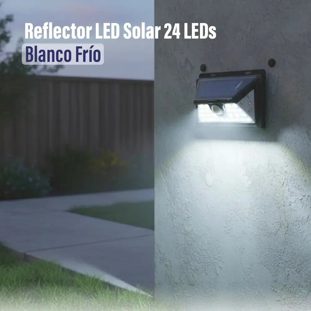 Potente reflector LED con sensor solar montable exterior negro blanco frío