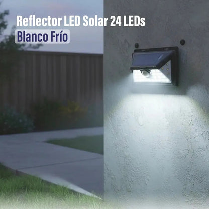 Potente reflector LED con sensor solar montable exterior negro blanco frío