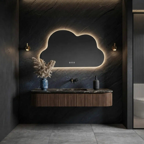 Espejo Decorativo Sin Marco Con Luz Led 70x50cm Tactil Blanco