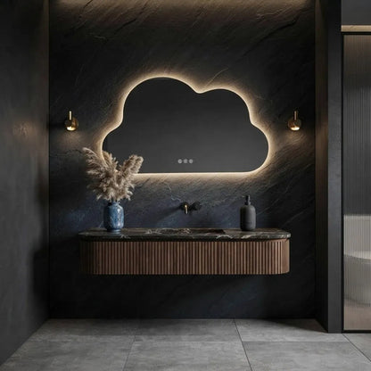 Espejo Decorativo Sin Marco Con Luz Led 70x50cm Tactil Blanco