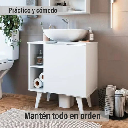 Mueble De Baño Para Bacha De Apoyo Gabinete Blanco Sin Agujeros