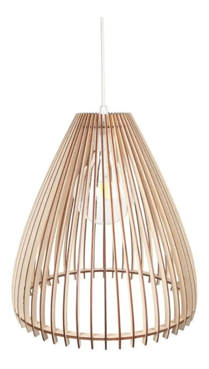 Lampara colgante de techo nordica madera 30cm marrón