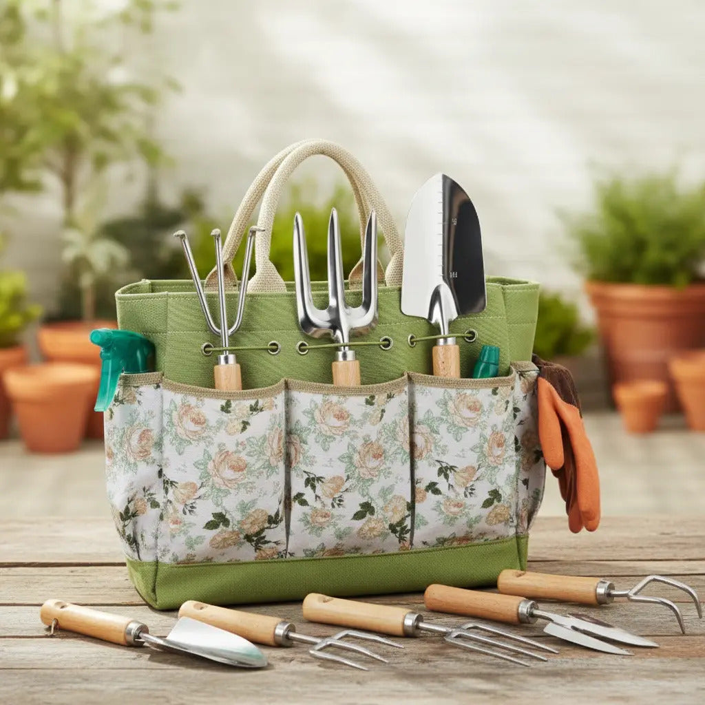 Kit herramientas de jardinería huerta 9 piezas + bolso