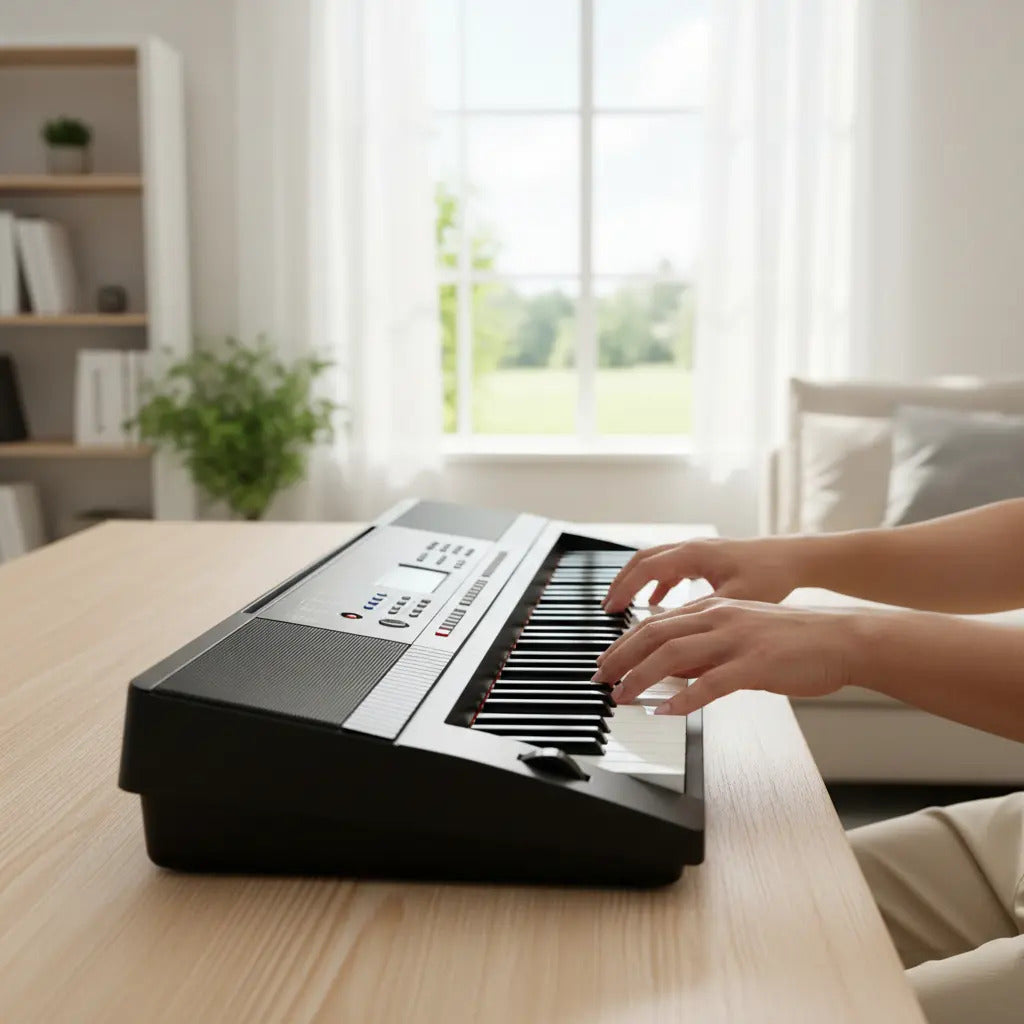 Pack teclado musical órgano piano + funda protectora negro