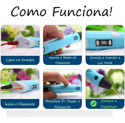 Lápiz 3d impresora 3d + filamento caneta 3d