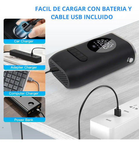 Inflador Portátil Compresor De Aire A Batería Para Neumático