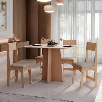 Juego de comedor Sara 4 sillas tapizadas mesa de living marrón