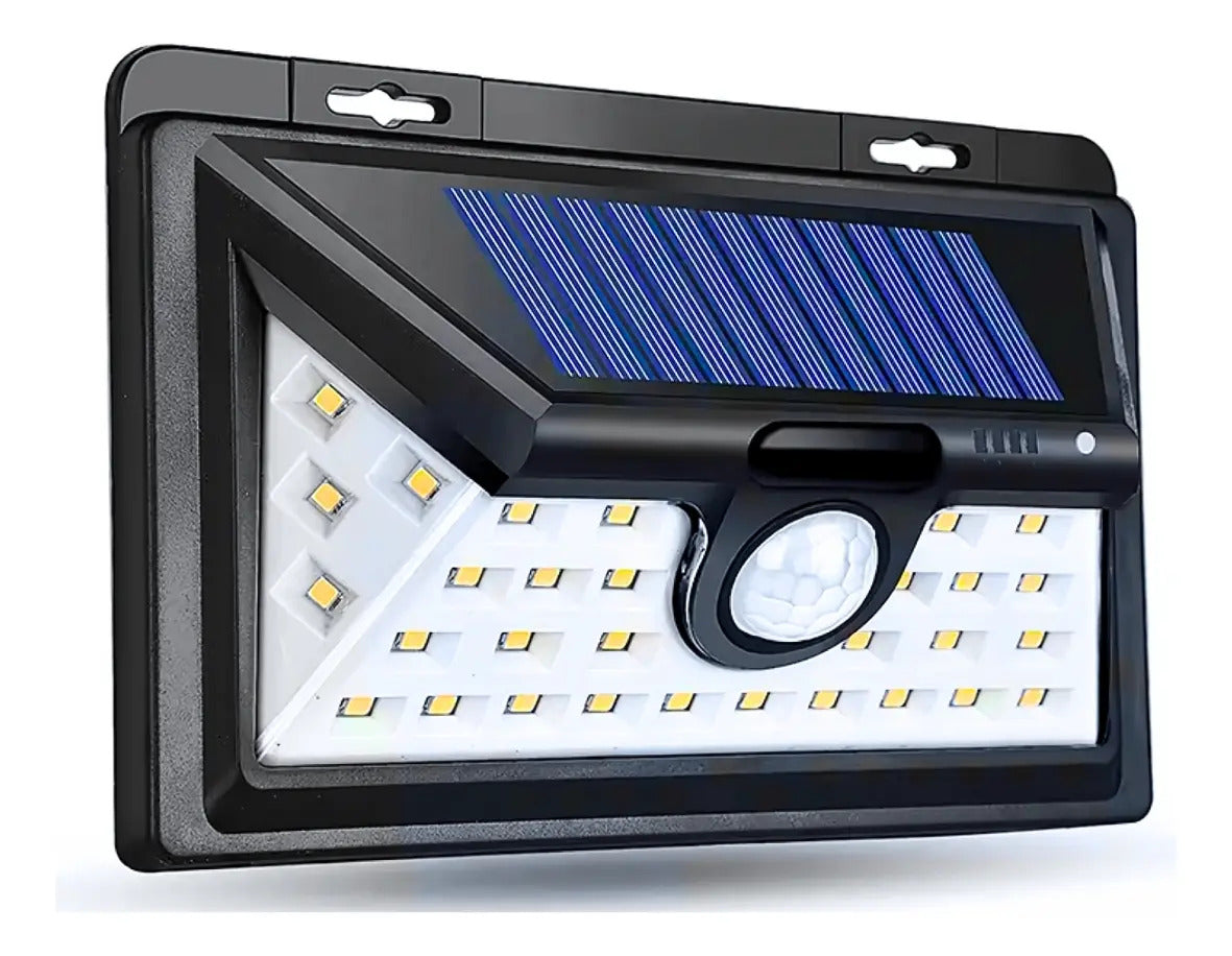 Potente reflector LED con sensor solar montable exterior negro blanco frío