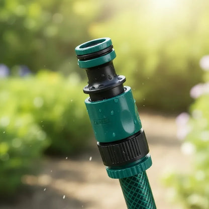 Manguera de jardin para riego 25 metros con acoples y soporte verde