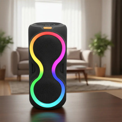 Parlante Bluetooth Karaoke Luces Rgb 8 Pulgadas Recargable Negro