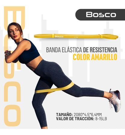 Set 4 bandas elasticas resistencia Bosco latex + bolso