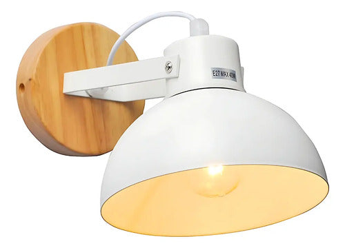 Lampara Aplique De Pared Nordico Metal Y Madera Moderno